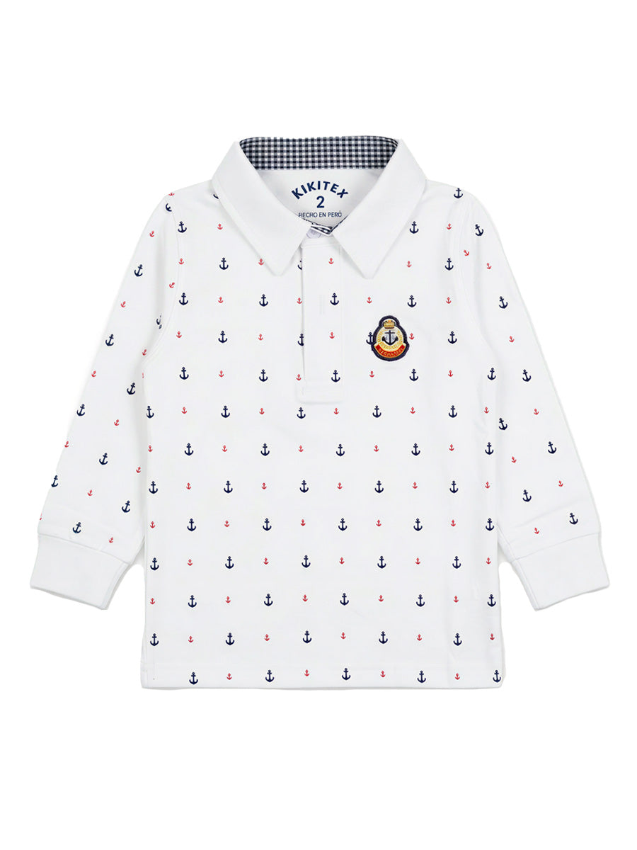 Polo Manga Larga Ancla – color Blanco