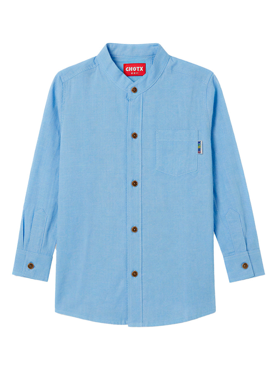 Camisa Lino Manga Larga para niños – color Celeste