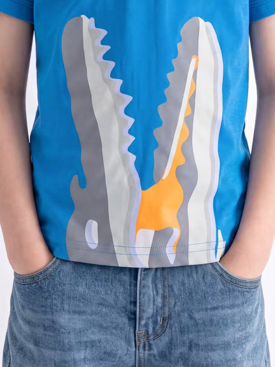 Polo Manga Corta Mordidrilo para niños – color Turquesa, detalle 3