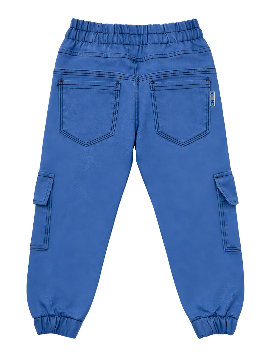 Jogger Jean Cargo para niños – color Celeste, detalle 2