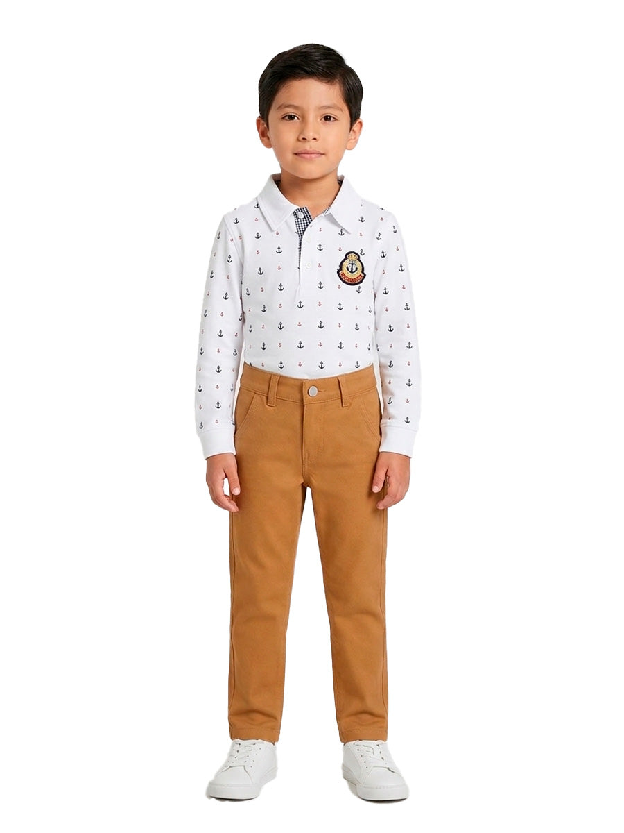 Pantalon Drill Clasico para niños – color Camello, detalle 1