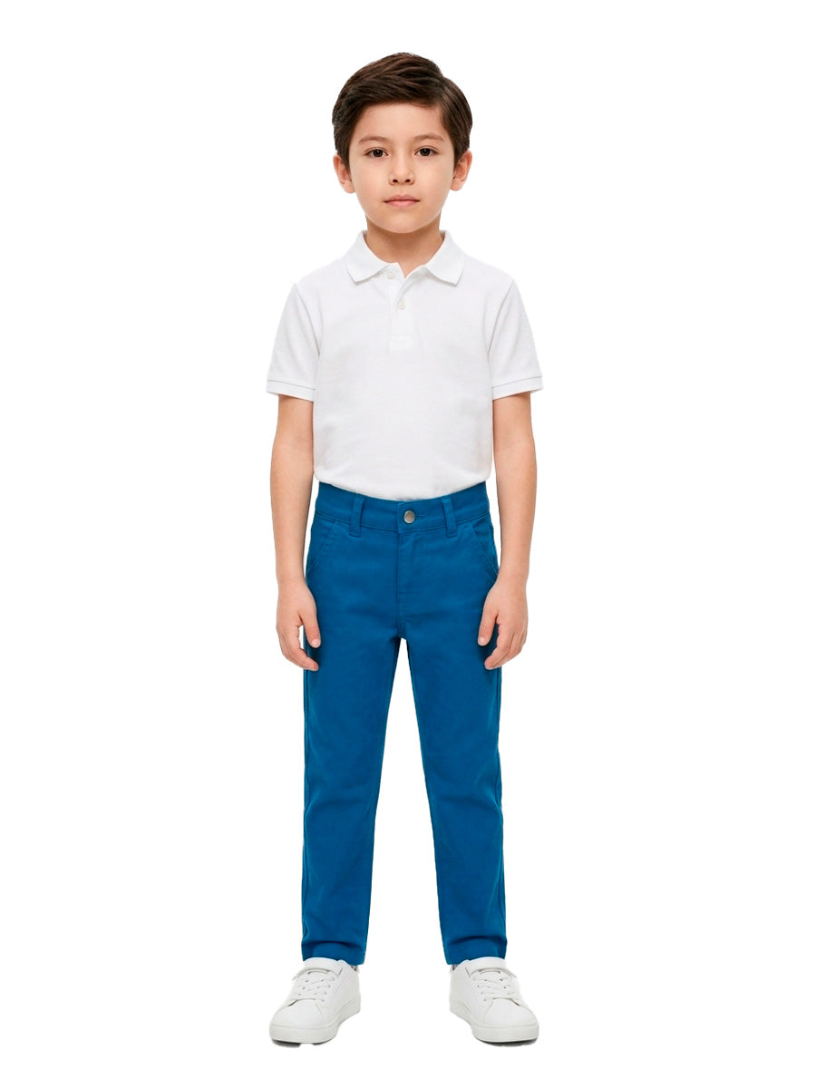 Pantalon Drill Clasico para niños – color Acero Claro, detalle 1