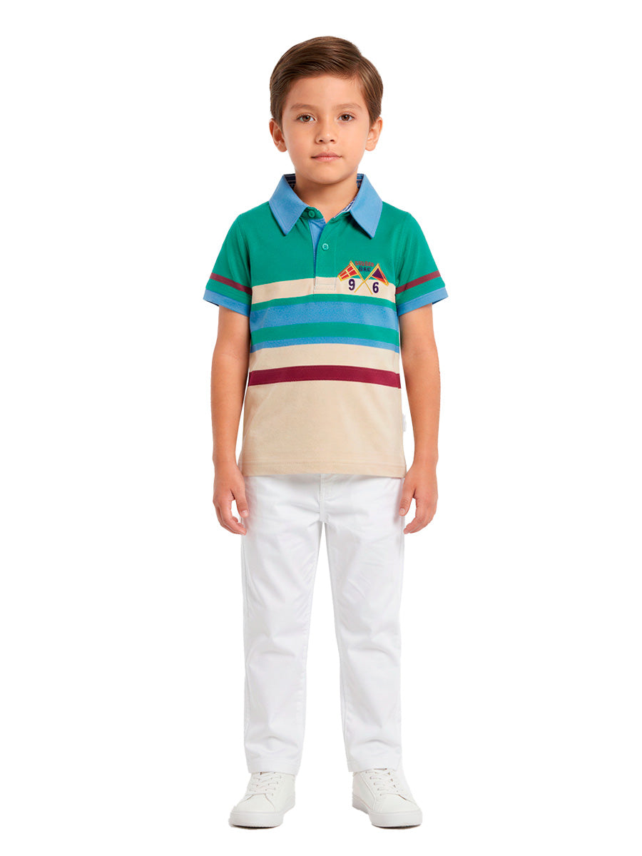 Polo Manga Corta Bandera para niños – color Beige, detalle 1