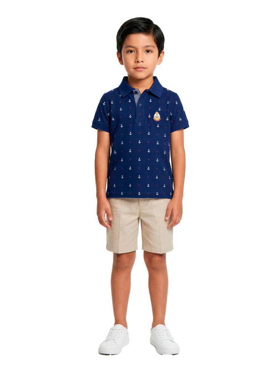 Polo Manga Corta Ancla para niños – color Acero, detalle 2