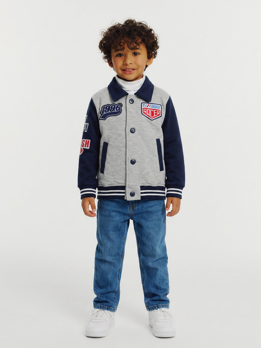 Casaca Bomber Jacket Retro Driver para niños – color Melange, detalle 2