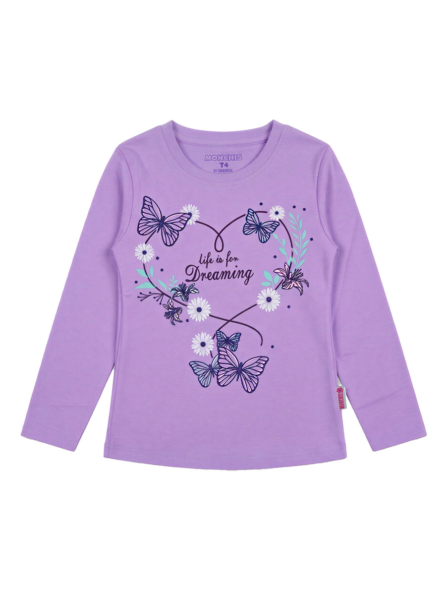 Polo Manga Larga Mariposa para niños – color Lila