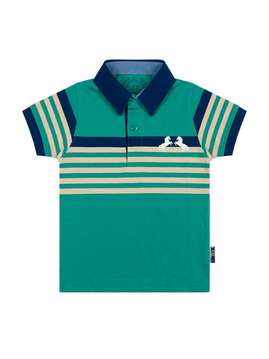 Polo Manga Corta Caballito para niños – color Verde Olivo