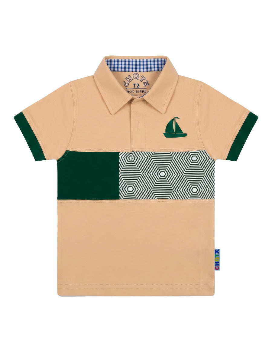 Polo Manga Corta Velero para niños – color Beige