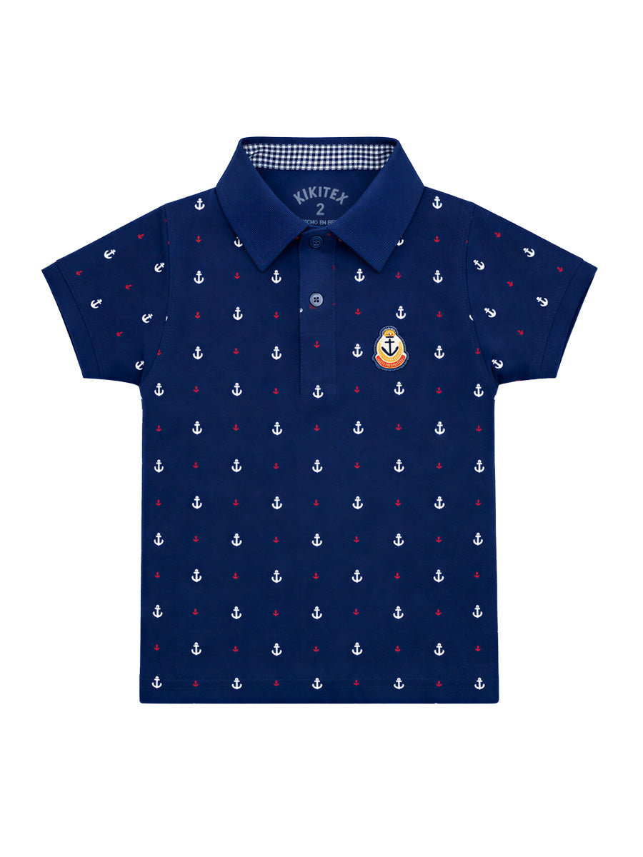 Polo Manga Corta Ancla para niños – color Acero