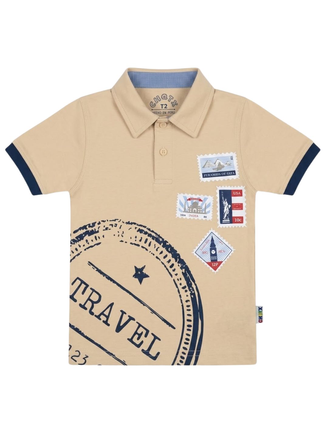 Polo Manga Corta  Travel para niños – color Beige