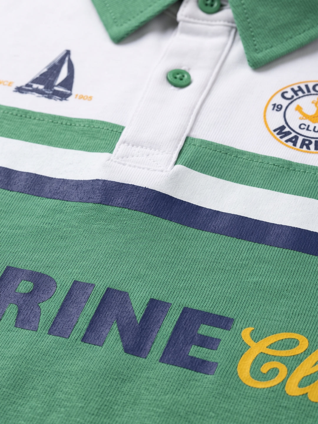 Polo Manga Corta Esp Marine para niños – color Verde Olivo, detalle 3