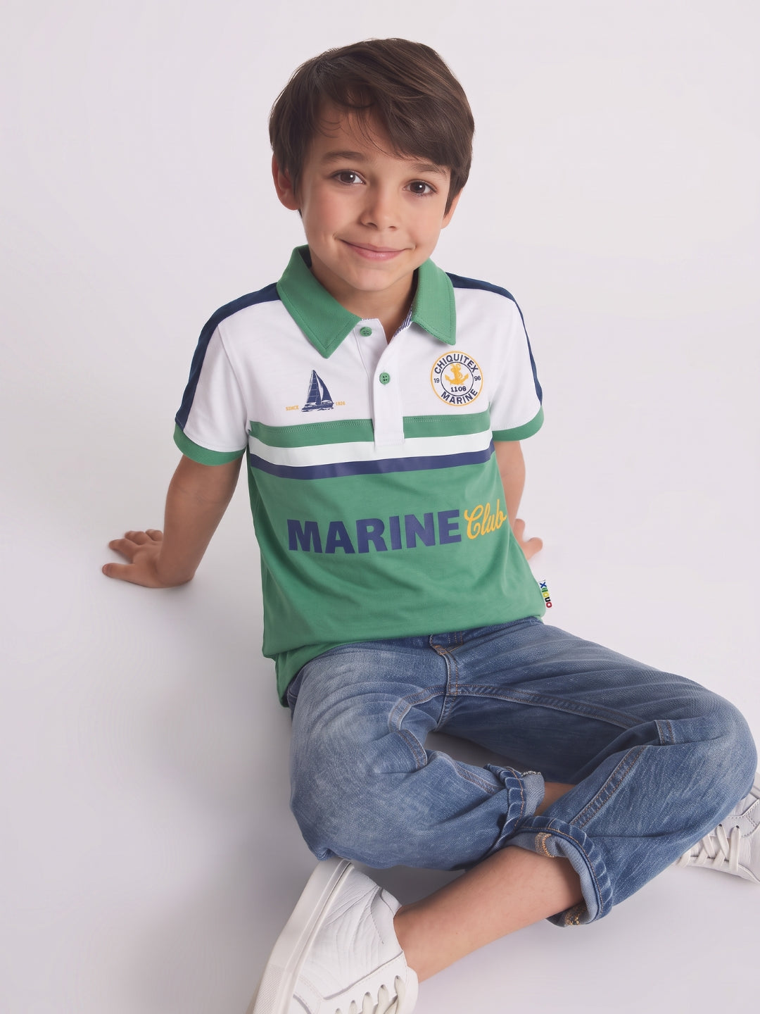 Polo Manga Corta Esp Marine para niños – color Verde Olivo, detalle 1