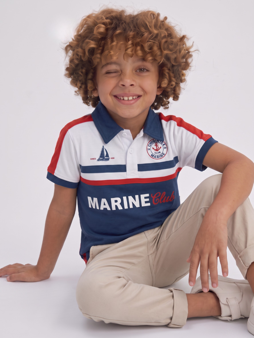 Polo Manga Corta Esp Marine para niños – color Acero, detalle 1